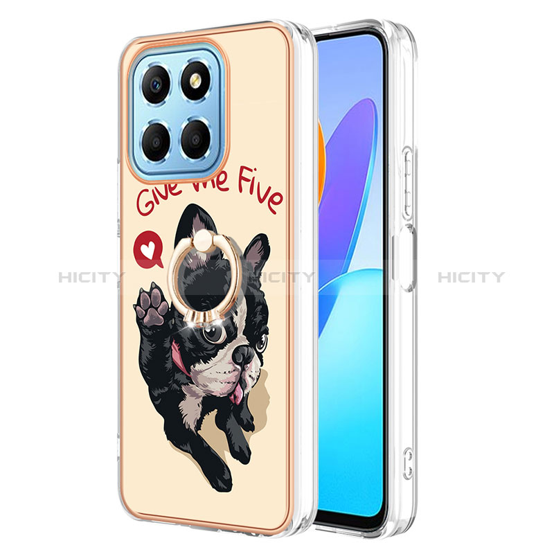 Funda Silicona Gel Goma Patron de Moda Carcasa con Anillo de dedo Soporte YB2 para Huawei Honor X6