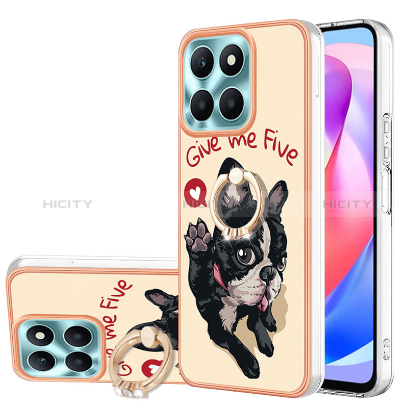 Funda Silicona Gel Goma Patron de Moda Carcasa con Anillo de dedo Soporte YB2 para Huawei Honor X6a