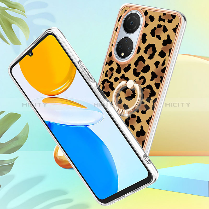 Funda Silicona Gel Goma Patron de Moda Carcasa con Anillo de dedo Soporte YB2 para Huawei Honor X7