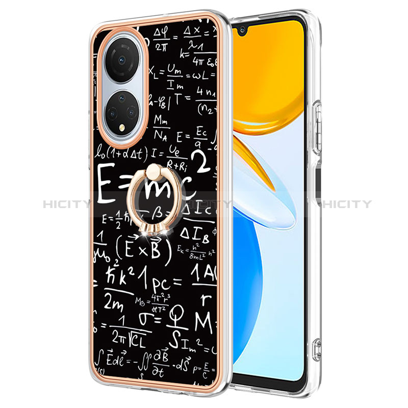 Funda Silicona Gel Goma Patron de Moda Carcasa con Anillo de dedo Soporte YB2 para Huawei Honor X7