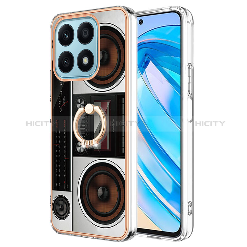 Funda Silicona Gel Goma Patron de Moda Carcasa con Anillo de dedo Soporte YB2 para Huawei Honor X8a 4G Vistoso