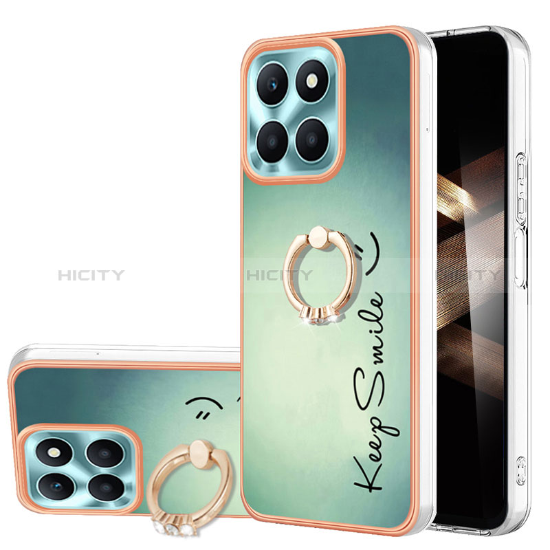 Funda Silicona Gel Goma Patron de Moda Carcasa con Anillo de dedo Soporte YB2 para Huawei Honor X8b