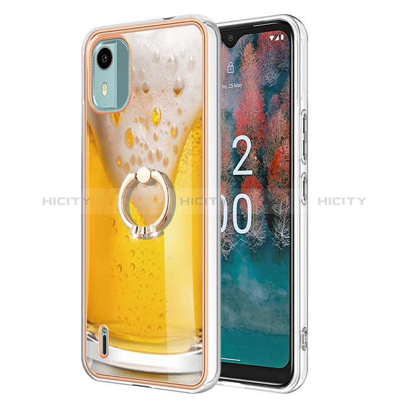 Funda Silicona Gel Goma Patron de Moda Carcasa con Anillo de dedo Soporte YB2 para Nokia C12