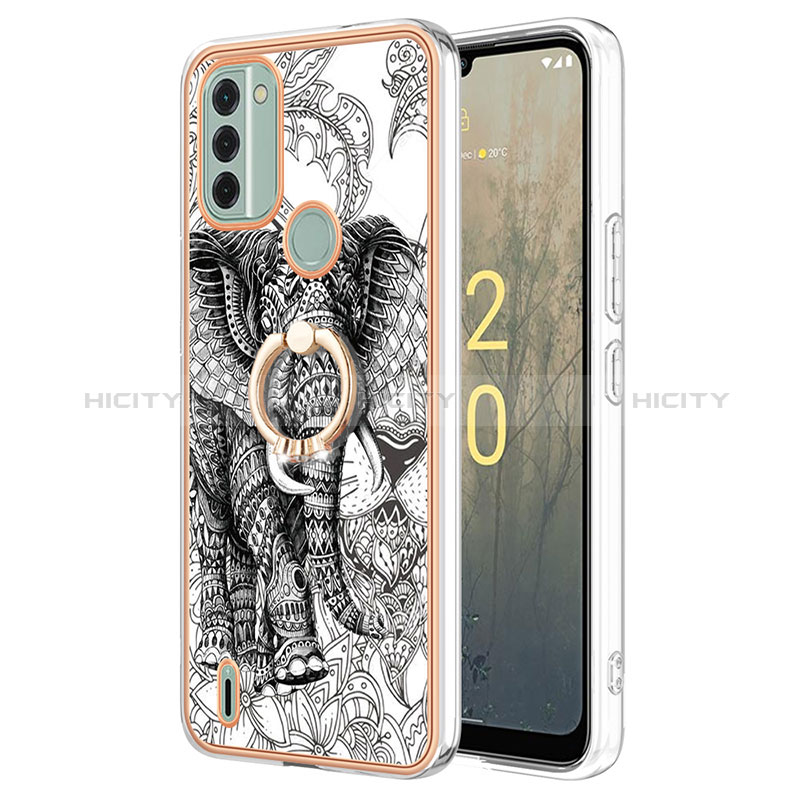 Funda Silicona Gel Goma Patron de Moda Carcasa con Anillo de dedo Soporte YB2 para Nokia C31