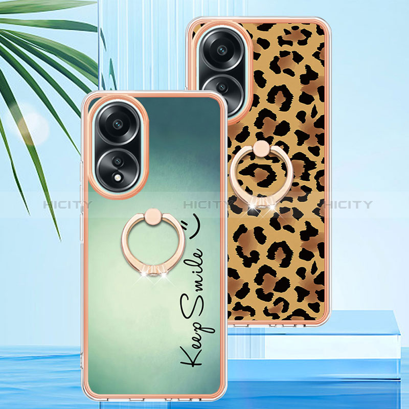 Funda Silicona Gel Goma Patron de Moda Carcasa con Anillo de dedo Soporte YB2 para Oppo A38