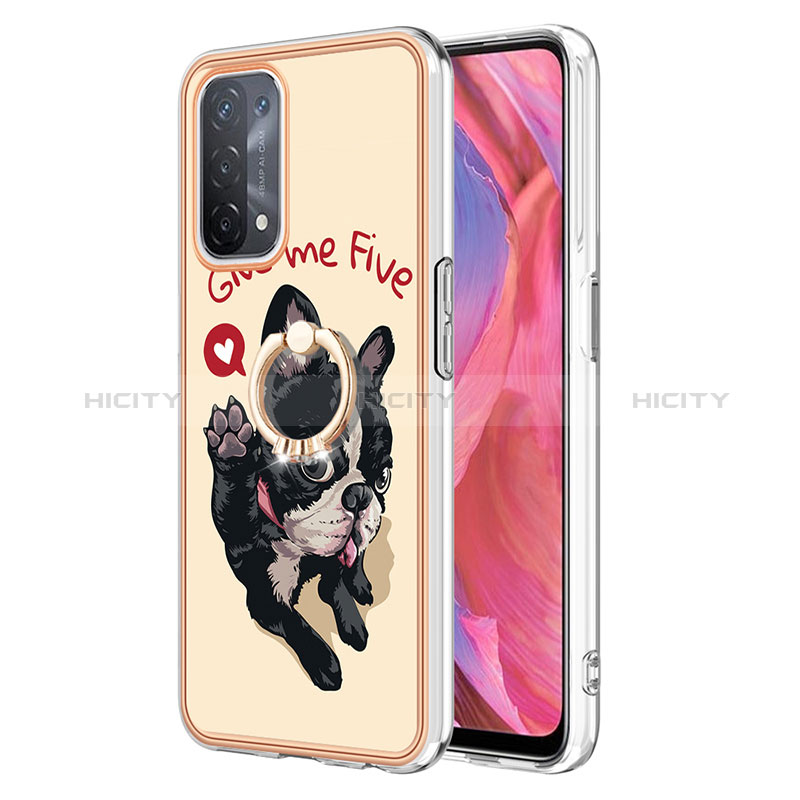 Funda Silicona Gel Goma Patron de Moda Carcasa con Anillo de dedo Soporte YB2 para Oppo A54 5G