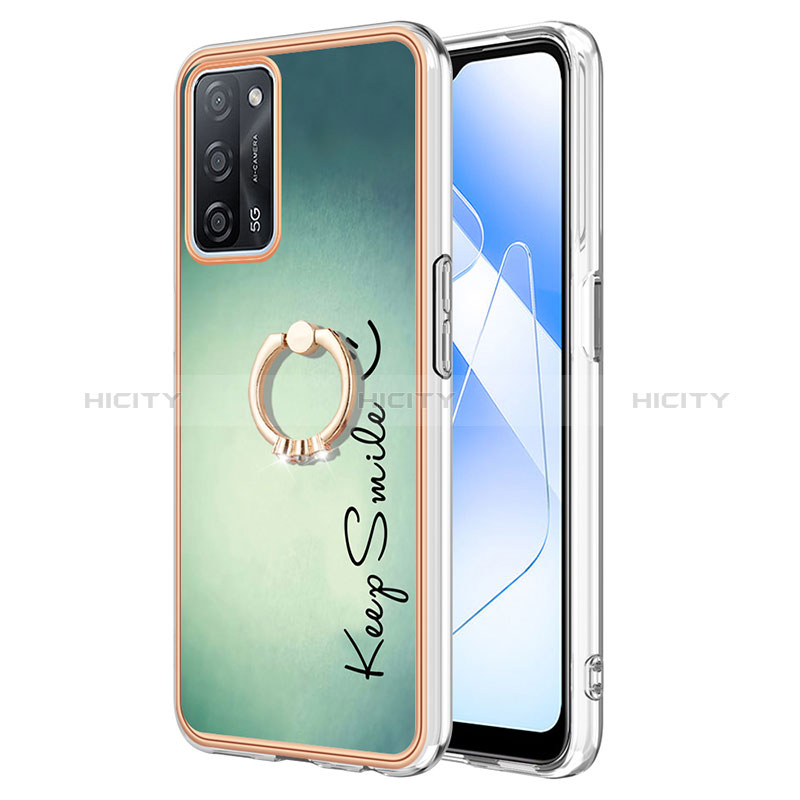 Funda Silicona Gel Goma Patron de Moda Carcasa con Anillo de dedo Soporte YB2 para Oppo A55 5G