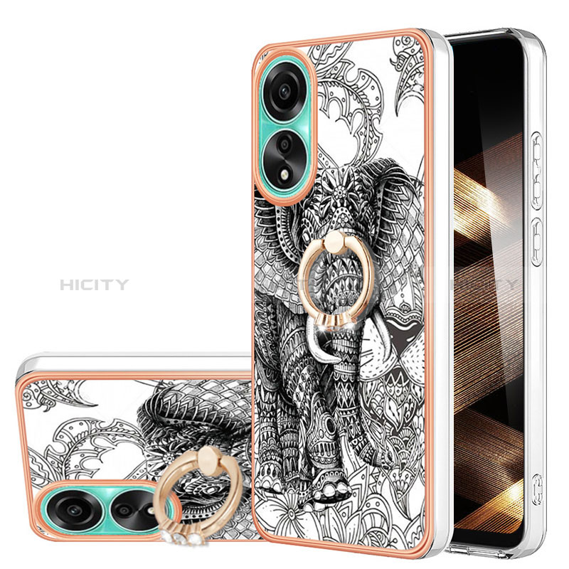 Funda Silicona Gel Goma Patron de Moda Carcasa con Anillo de dedo Soporte YB2 para Oppo A78 4G