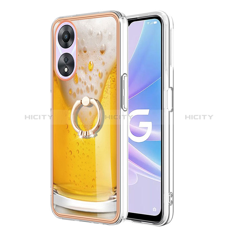 Funda Silicona Gel Goma Patron de Moda Carcasa con Anillo de dedo Soporte YB2 para Oppo A78 5G