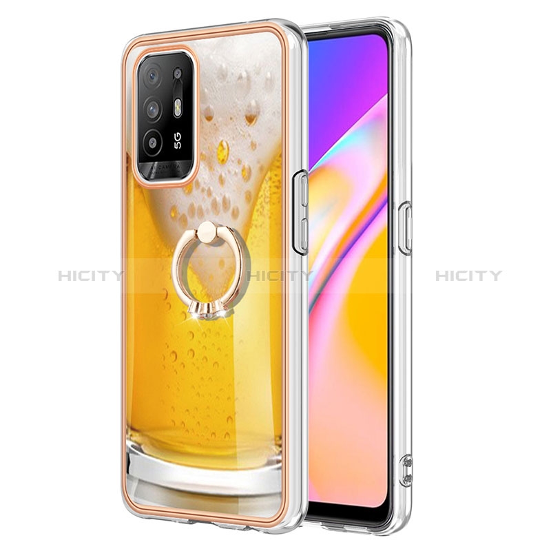 Funda Silicona Gel Goma Patron de Moda Carcasa con Anillo de dedo Soporte YB2 para Oppo A94 5G