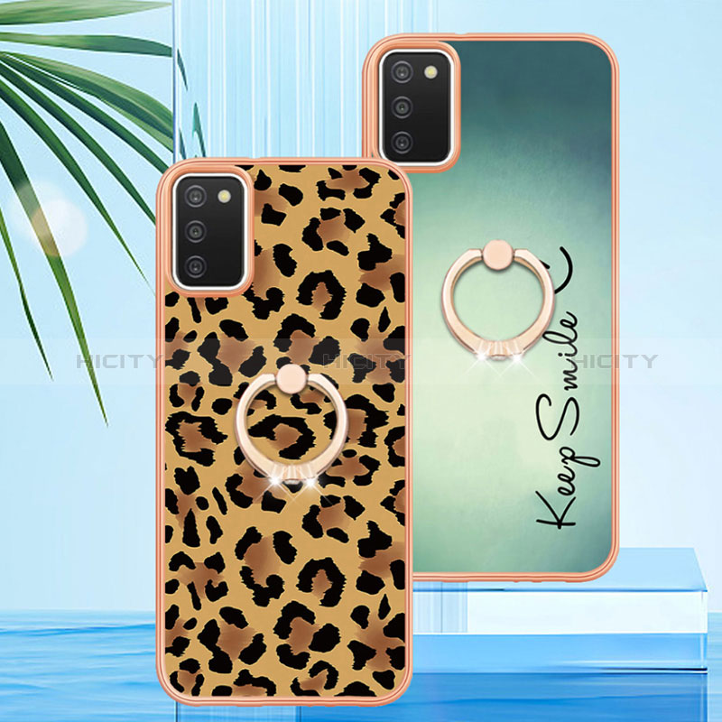 Funda Silicona Gel Goma Patron de Moda Carcasa con Anillo de dedo Soporte YB2 para Samsung Galaxy A03s