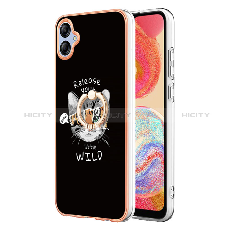 Funda Silicona Gel Goma Patron de Moda Carcasa con Anillo de dedo Soporte YB2 para Samsung Galaxy A04 4G