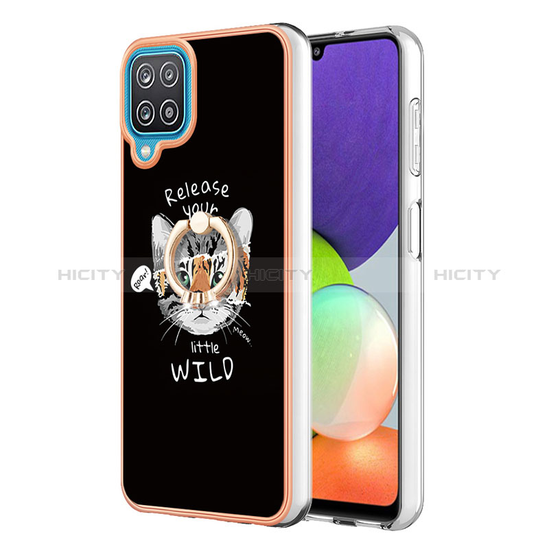 Funda Silicona Gel Goma Patron de Moda Carcasa con Anillo de dedo Soporte YB2 para Samsung Galaxy A12 5G