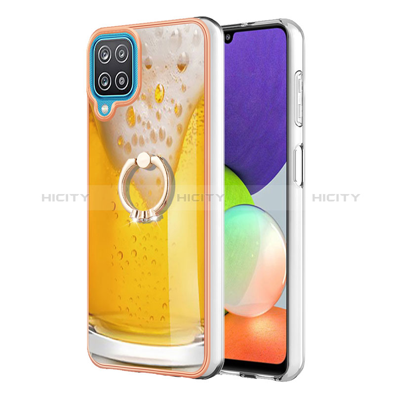 Funda Silicona Gel Goma Patron de Moda Carcasa con Anillo de dedo Soporte YB2 para Samsung Galaxy A12 5G