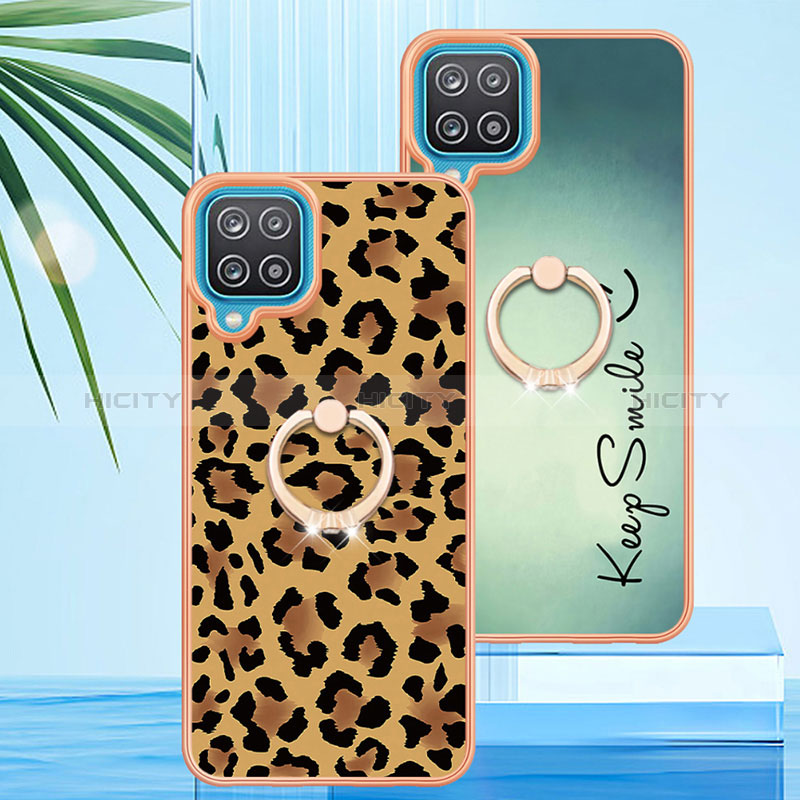 Funda Silicona Gel Goma Patron de Moda Carcasa con Anillo de dedo Soporte YB2 para Samsung Galaxy A12 Nacho