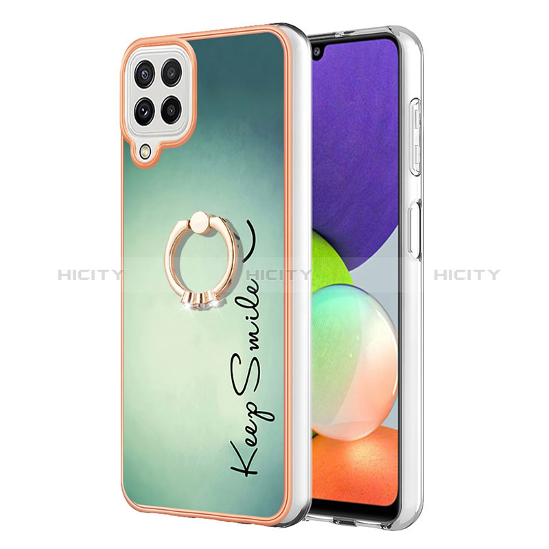 Funda Silicona Gel Goma Patron de Moda Carcasa con Anillo de dedo Soporte YB2 para Samsung Galaxy A22 4G