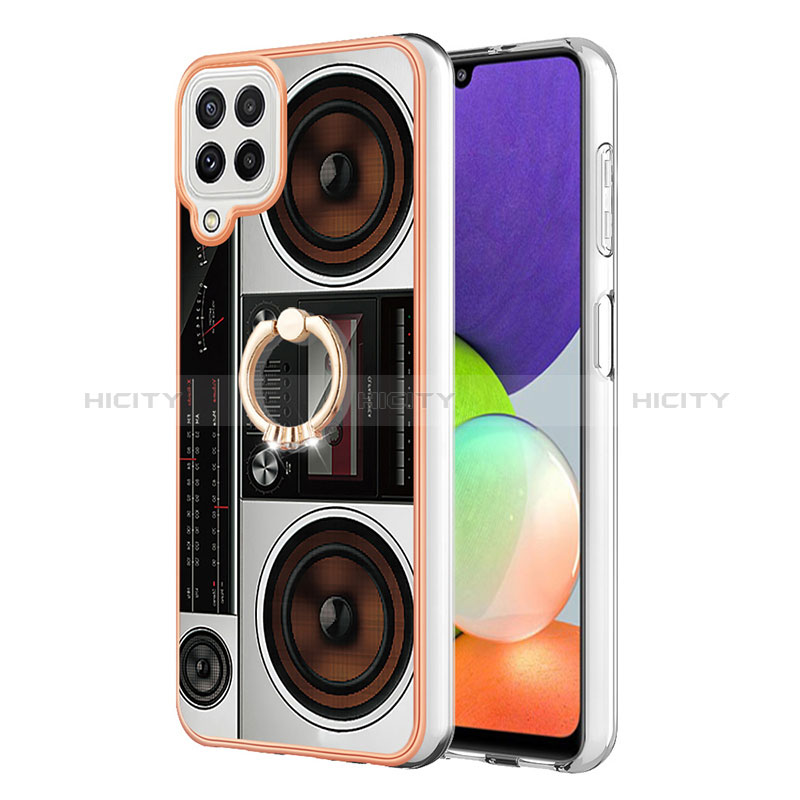 Funda Silicona Gel Goma Patron de Moda Carcasa con Anillo de dedo Soporte YB2 para Samsung Galaxy A22 4G Vistoso