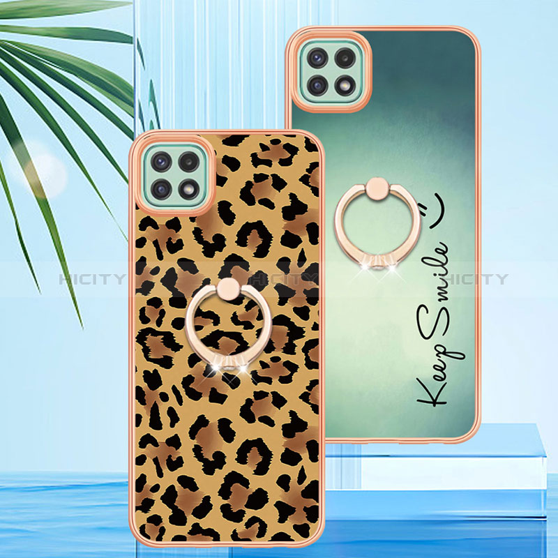 Funda Silicona Gel Goma Patron de Moda Carcasa con Anillo de dedo Soporte YB2 para Samsung Galaxy A22 5G