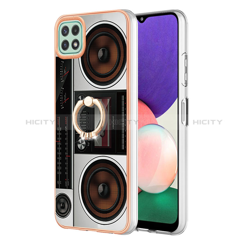 Funda Silicona Gel Goma Patron de Moda Carcasa con Anillo de dedo Soporte YB2 para Samsung Galaxy A22 5G Vistoso