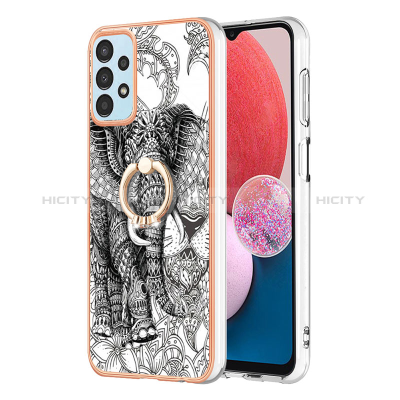 Funda Silicona Gel Goma Patron de Moda Carcasa con Anillo de dedo Soporte YB2 para Samsung Galaxy A23 5G