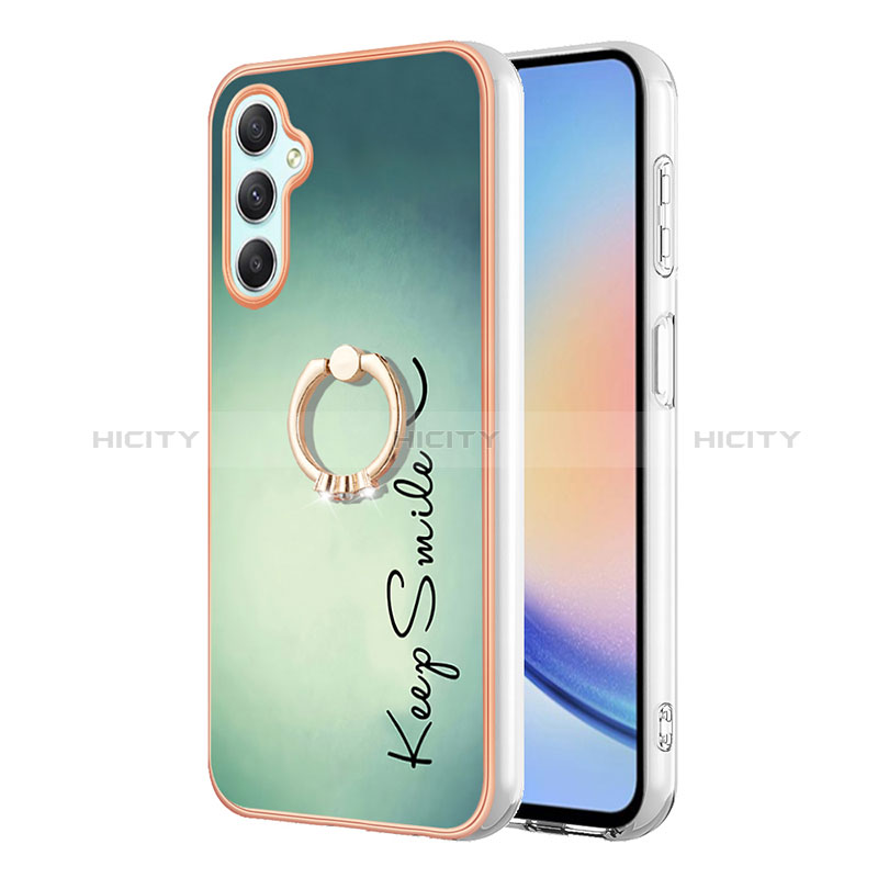 Funda Silicona Gel Goma Patron de Moda Carcasa con Anillo de dedo Soporte YB2 para Samsung Galaxy A24 4G