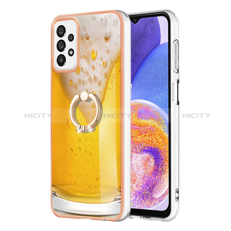 Funda Silicona Gel Goma Patron de Moda Carcasa con Anillo de dedo Soporte YB2 para Samsung Galaxy A73 5G