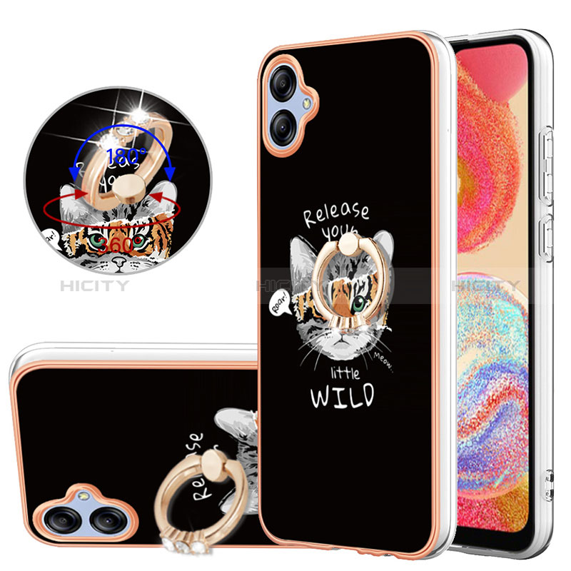 Funda Silicona Gel Goma Patron de Moda Carcasa con Anillo de dedo Soporte YB2 para Samsung Galaxy F04