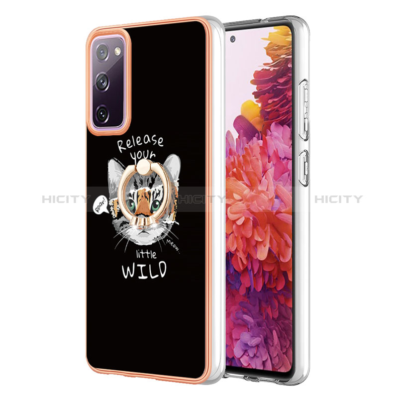 Funda Silicona Gel Goma Patron de Moda Carcasa con Anillo de dedo Soporte YB2 para Samsung Galaxy S20 FE 4G Multicolor