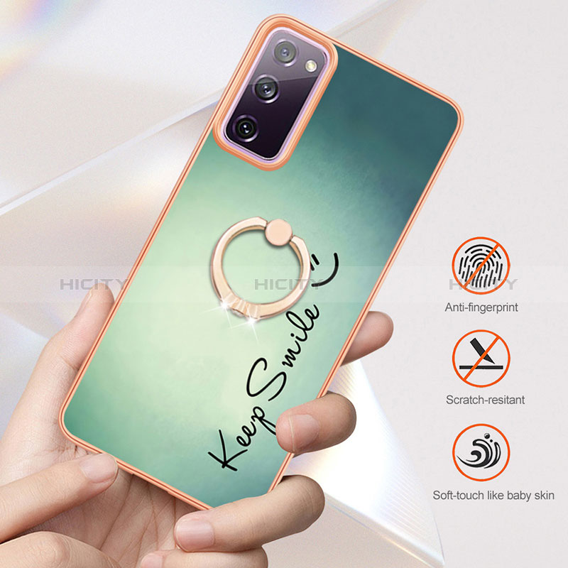 Funda Silicona Gel Goma Patron de Moda Carcasa con Anillo de dedo Soporte YB2 para Samsung Galaxy S20 FE 5G