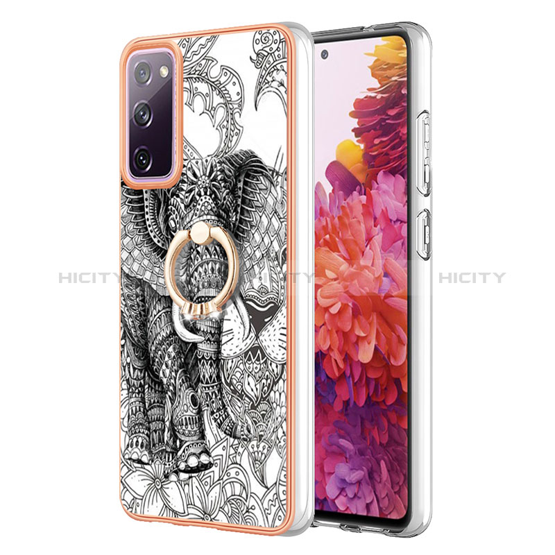 Funda Silicona Gel Goma Patron de Moda Carcasa con Anillo de dedo Soporte YB2 para Samsung Galaxy S20 Lite 5G