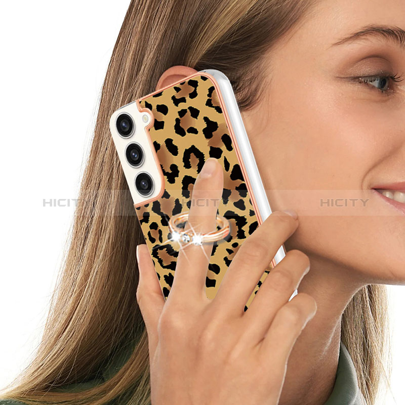 Funda Silicona Gel Goma Patron de Moda Carcasa con Anillo de dedo Soporte YB2 para Samsung Galaxy S22 Plus 5G