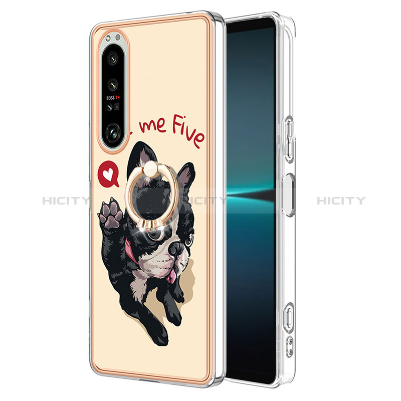 Funda Silicona Gel Goma Patron de Moda Carcasa con Anillo de dedo Soporte YB2 para Sony Xperia 1 IV