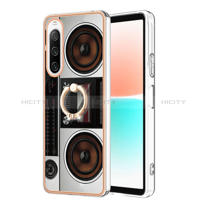 Funda Silicona Gel Goma Patron de Moda Carcasa con Anillo de dedo Soporte YB2 para Sony Xperia 10 IV Vistoso