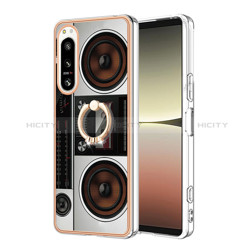 Funda Silicona Gel Goma Patron de Moda Carcasa con Anillo de dedo Soporte YB2 para Sony Xperia 5 IV