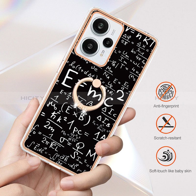 Funda Silicona Gel Goma Patron de Moda Carcasa con Anillo de dedo Soporte YB2 para Xiaomi Poco F5 5G