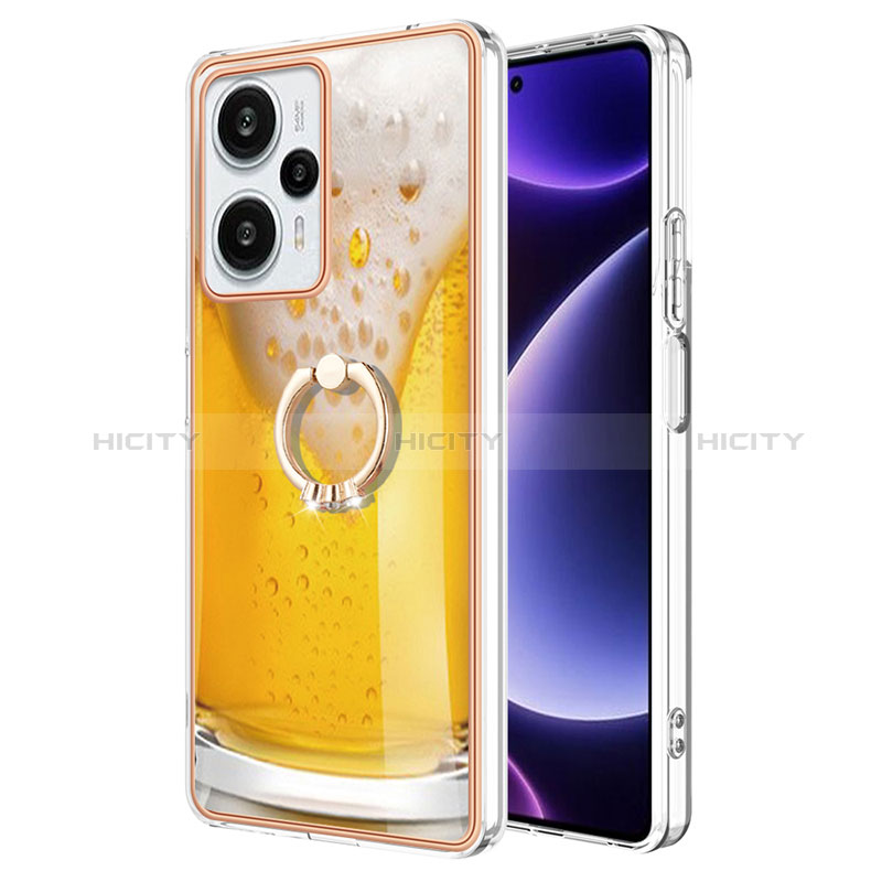 Funda Silicona Gel Goma Patron de Moda Carcasa con Anillo de dedo Soporte YB2 para Xiaomi Poco F5 5G