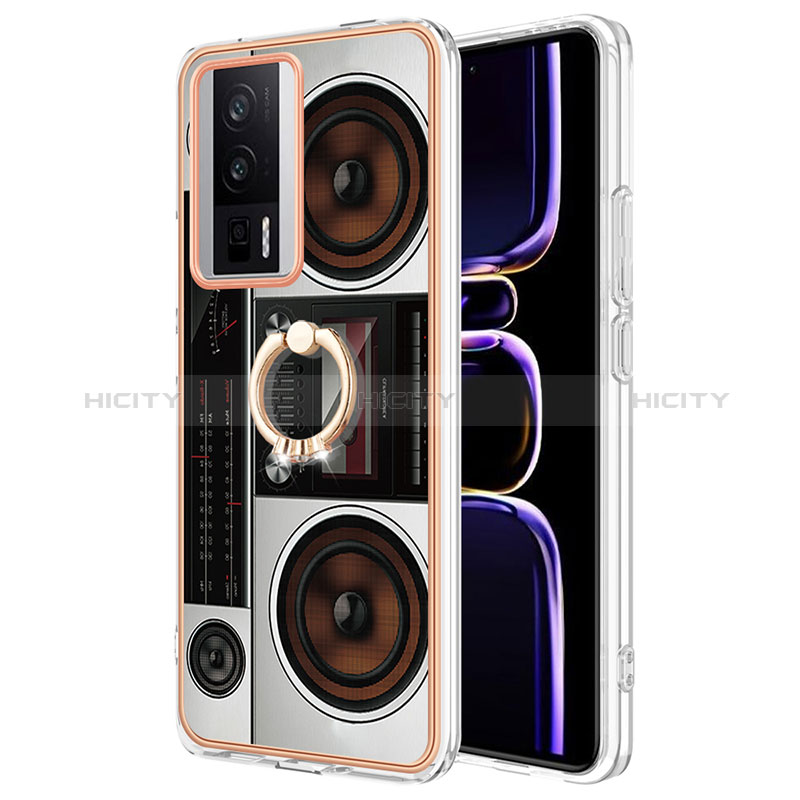 Funda Silicona Gel Goma Patron de Moda Carcasa con Anillo de dedo Soporte YB2 para Xiaomi Redmi K60 Pro 5G