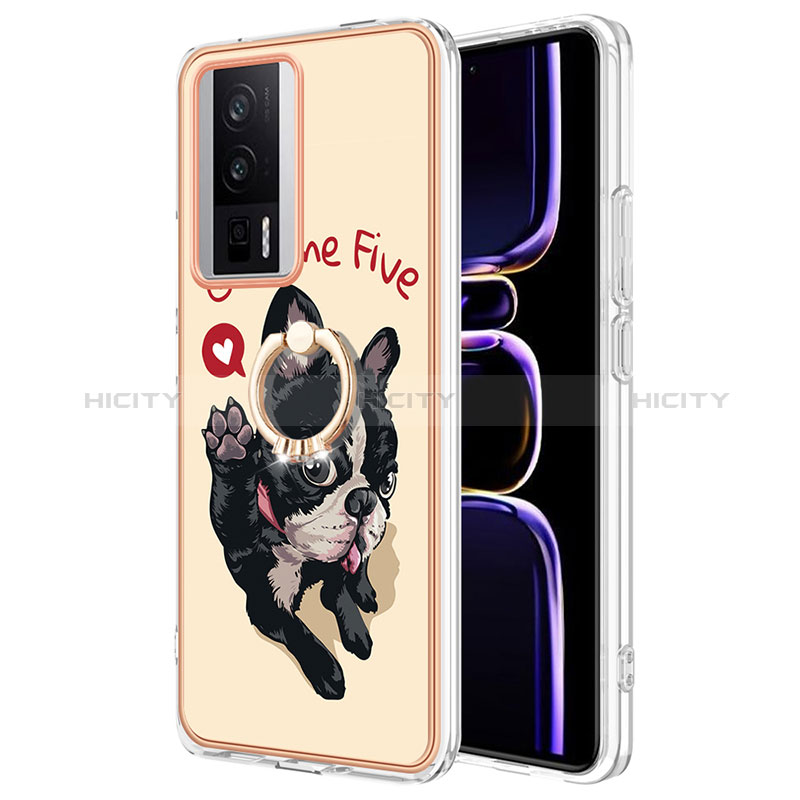 Funda Silicona Gel Goma Patron de Moda Carcasa con Anillo de dedo Soporte YB2 para Xiaomi Redmi K60 Pro 5G