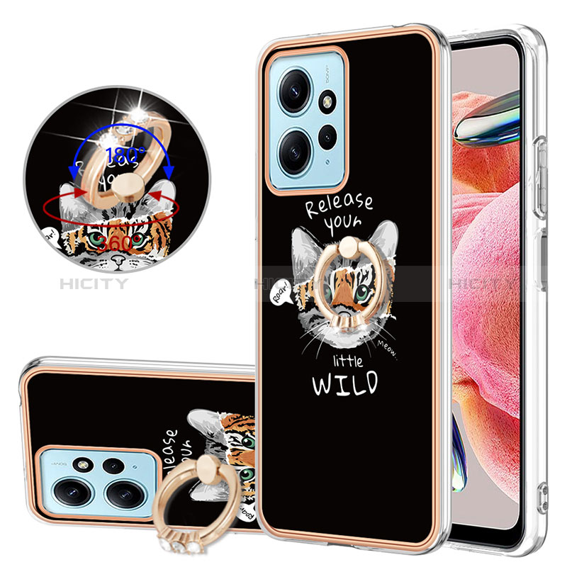 Funda Silicona Gel Goma Patron de Moda Carcasa con Anillo de dedo Soporte YB2 para Xiaomi Redmi Note 12 4G