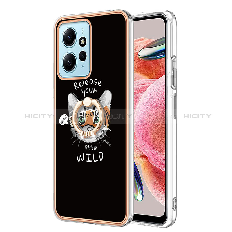 Funda Silicona Gel Goma Patron de Moda Carcasa con Anillo de dedo Soporte YB2 para Xiaomi Redmi Note 12 4G