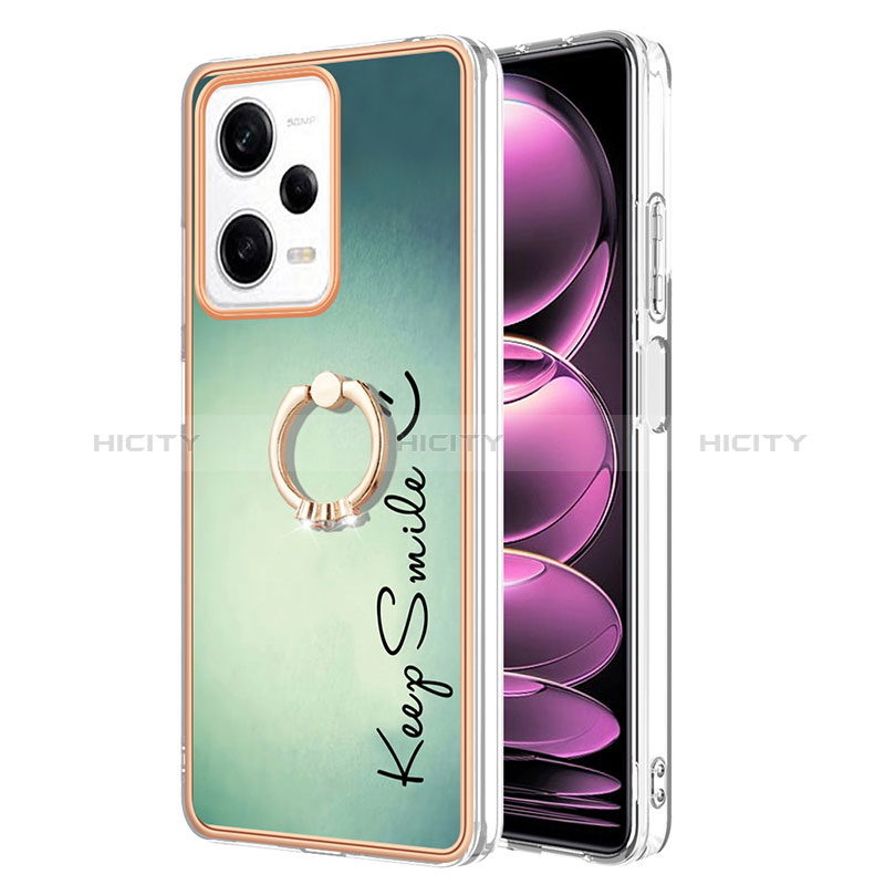 Funda Silicona Gel Goma Patron de Moda Carcasa con Anillo de dedo Soporte YB2 para Xiaomi Redmi Note 12 Pro 5G