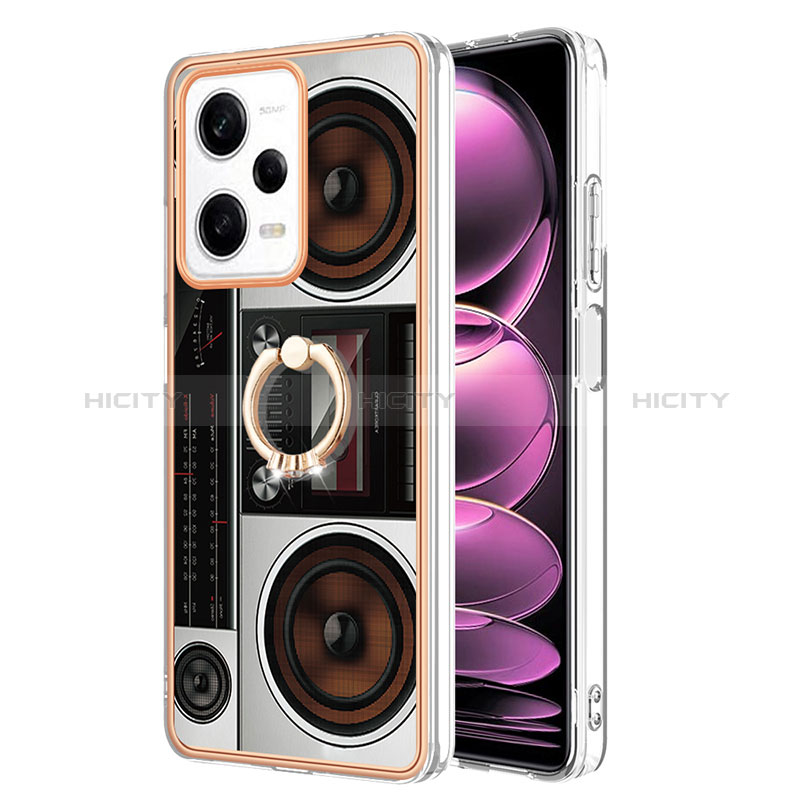 Funda Silicona Gel Goma Patron de Moda Carcasa con Anillo de dedo Soporte YB2 para Xiaomi Redmi Note 12 Pro 5G Vistoso