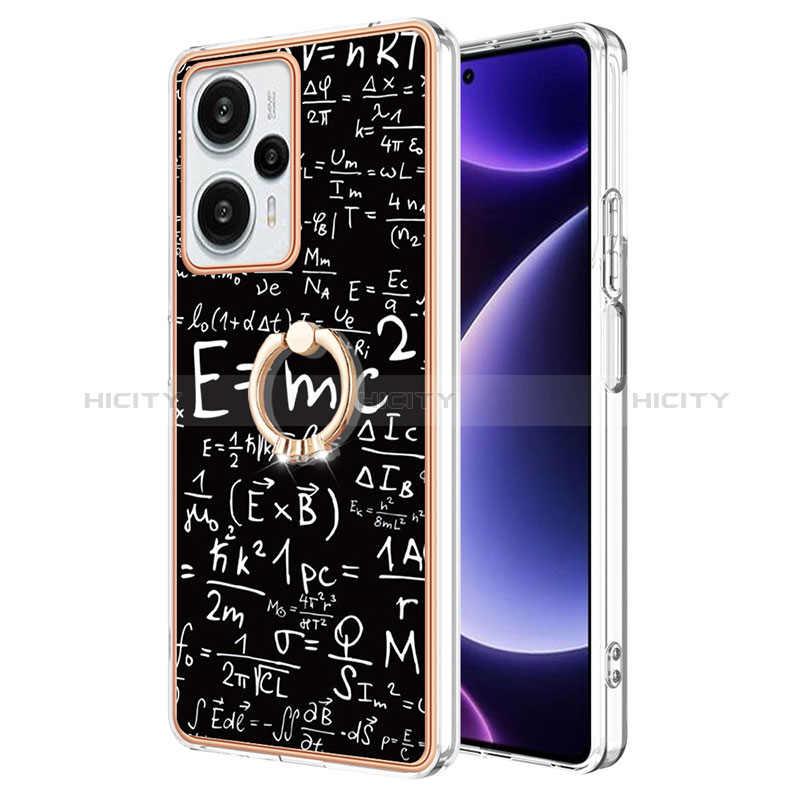 Funda Silicona Gel Goma Patron de Moda Carcasa con Anillo de dedo Soporte YB2 para Xiaomi Redmi Note 12 Turbo 5G