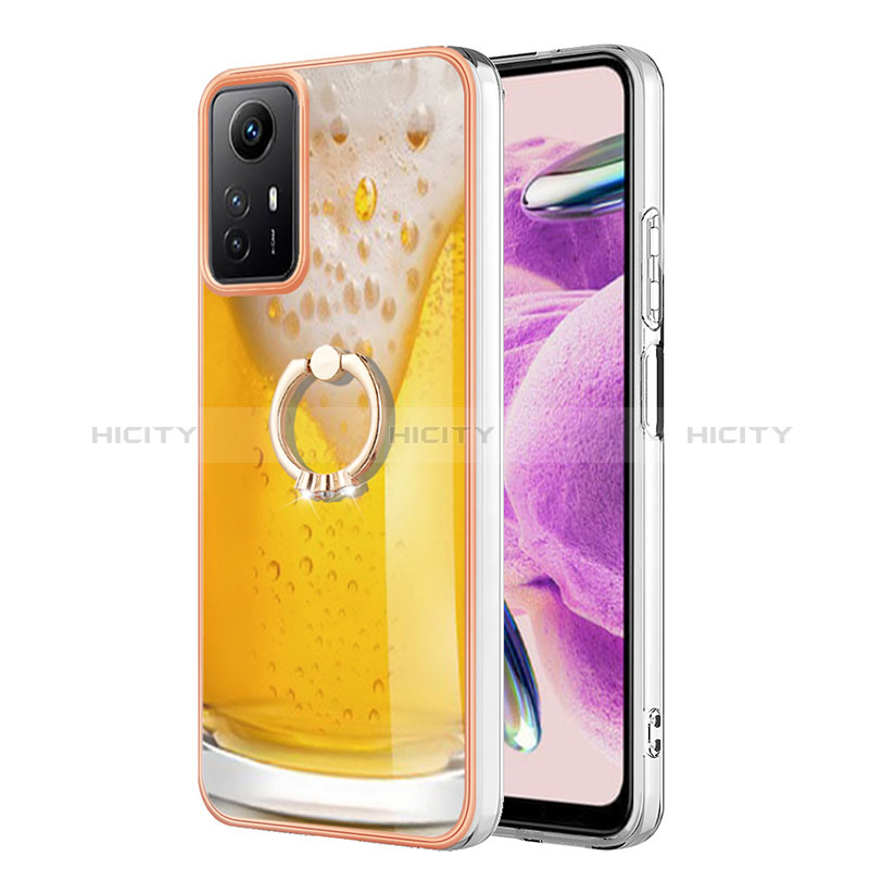 Funda Silicona Gel Goma Patron de Moda Carcasa con Anillo de dedo Soporte YB2 para Xiaomi Redmi Note 12S