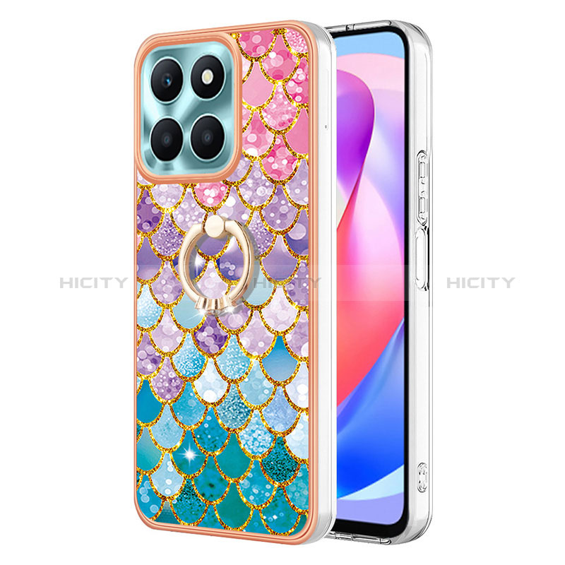 Funda Silicona Gel Goma Patron de Moda Carcasa con Anillo de dedo Soporte YB3 para Huawei Honor X6a