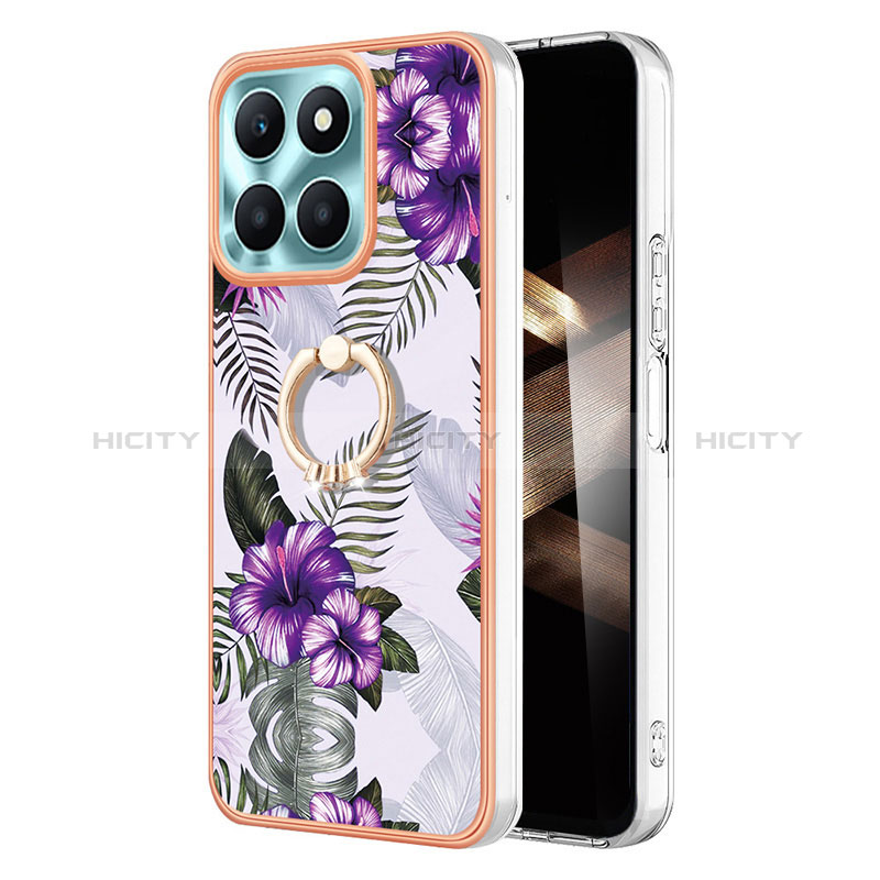 Funda Silicona Gel Goma Patron de Moda Carcasa con Anillo de dedo Soporte YB3 para Huawei Honor X8b