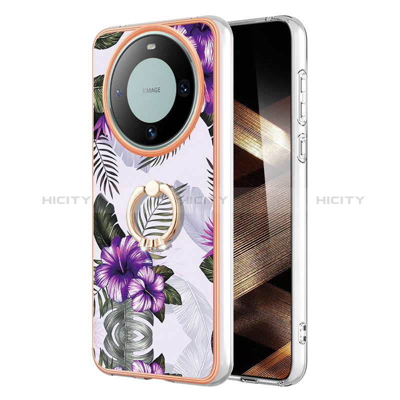 Funda Silicona Gel Goma Patron de Moda Carcasa con Anillo de dedo Soporte YB3 para Huawei Mate 60