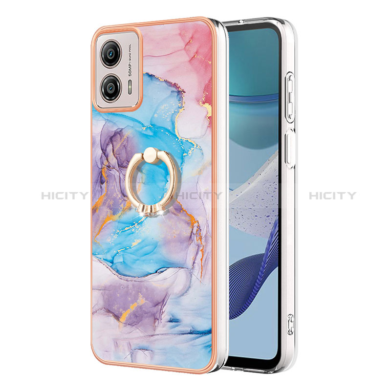 Funda Silicona Gel Goma Patron de Moda Carcasa con Anillo de dedo Soporte YB3 para Motorola Moto G53 5G