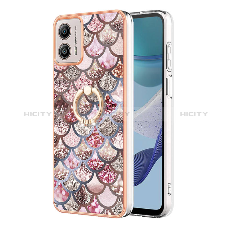 Funda Silicona Gel Goma Patron de Moda Carcasa con Anillo de dedo Soporte YB3 para Motorola Moto G53j 5G