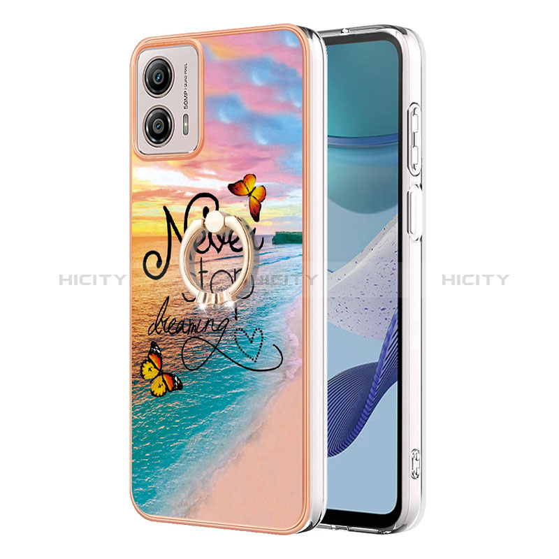 Funda Silicona Gel Goma Patron de Moda Carcasa con Anillo de dedo Soporte YB3 para Motorola Moto G53y 5G Multicolor